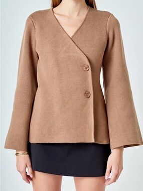 ENDLESS ROSE Wrap Sweater Cardigan in Color Mousse